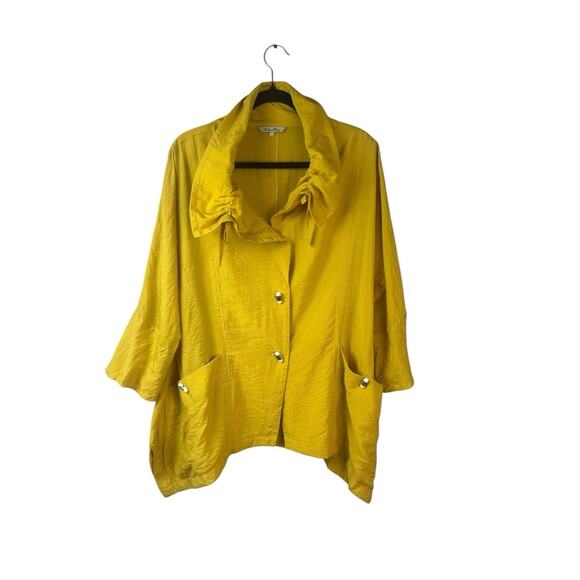 Redwood Court Silk Bamboo Ruched Collar Jacket‎ Women's Size M Ornate Artsy Boho - Picture 2 of 11